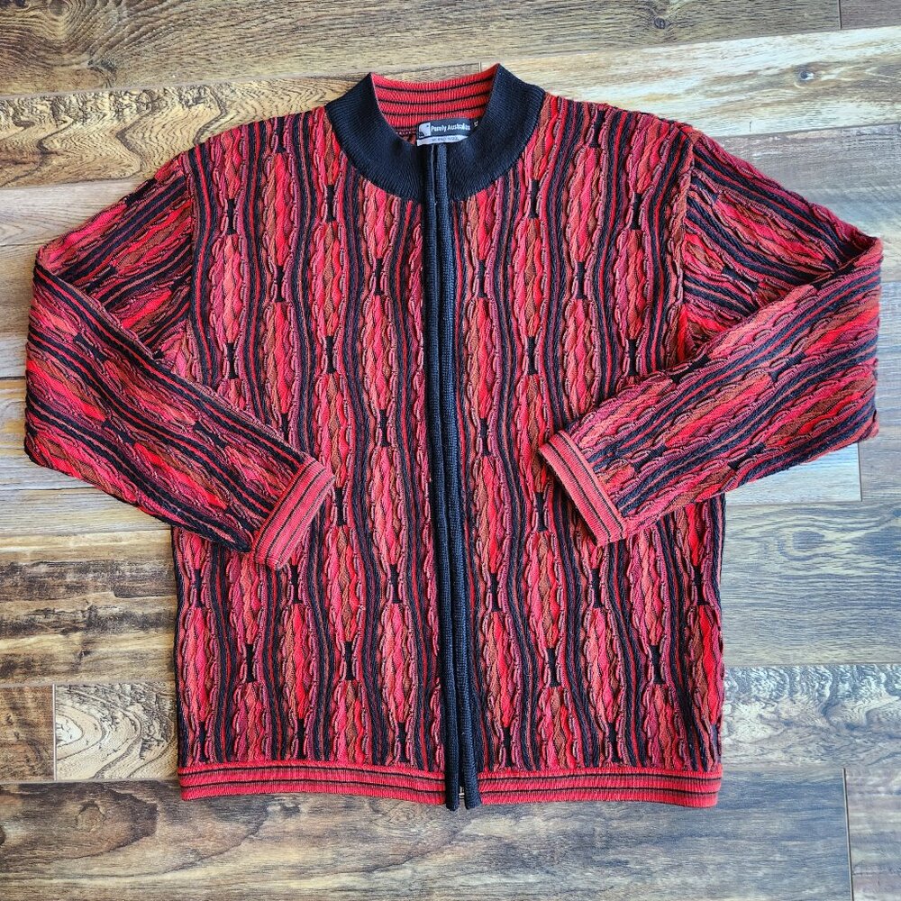 Purely Australian Merino Wool Cosby 3D Hip Hob Coogi Style Zip-Up Sweater